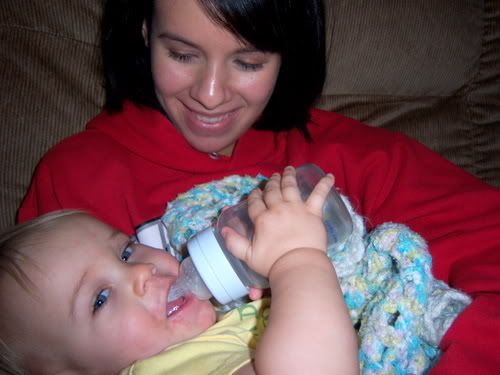 Taite loves his blankie, bottle and Mommy