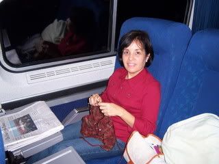 Knitting on board Amtrak Train