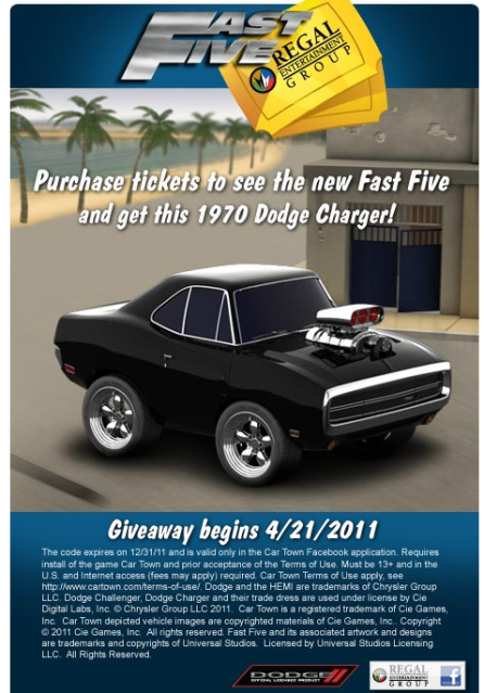 new give away on CT facebook page Car Town Regal Fast 5 Facebook