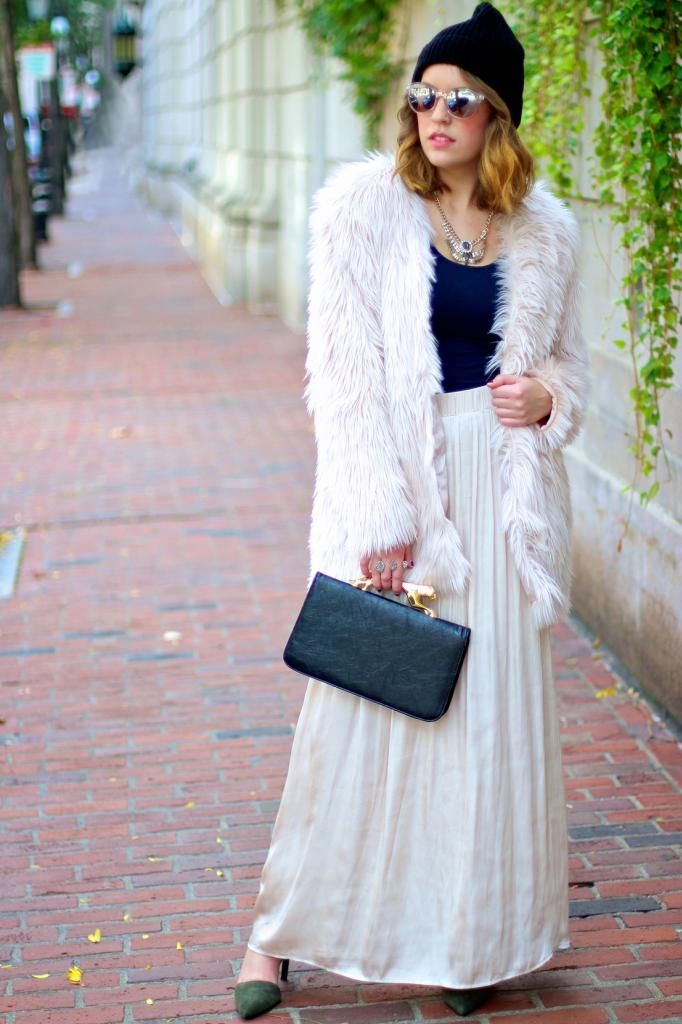 style tab, style blogger, boston blogger, pink faux fur coat, how to wear, H&M