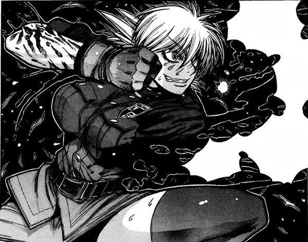 Seras hauls back for a killer punch