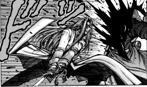 Integra cuts a Nazi in half with her sword