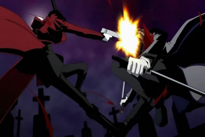 Alucard and Anderson--churchyard fight