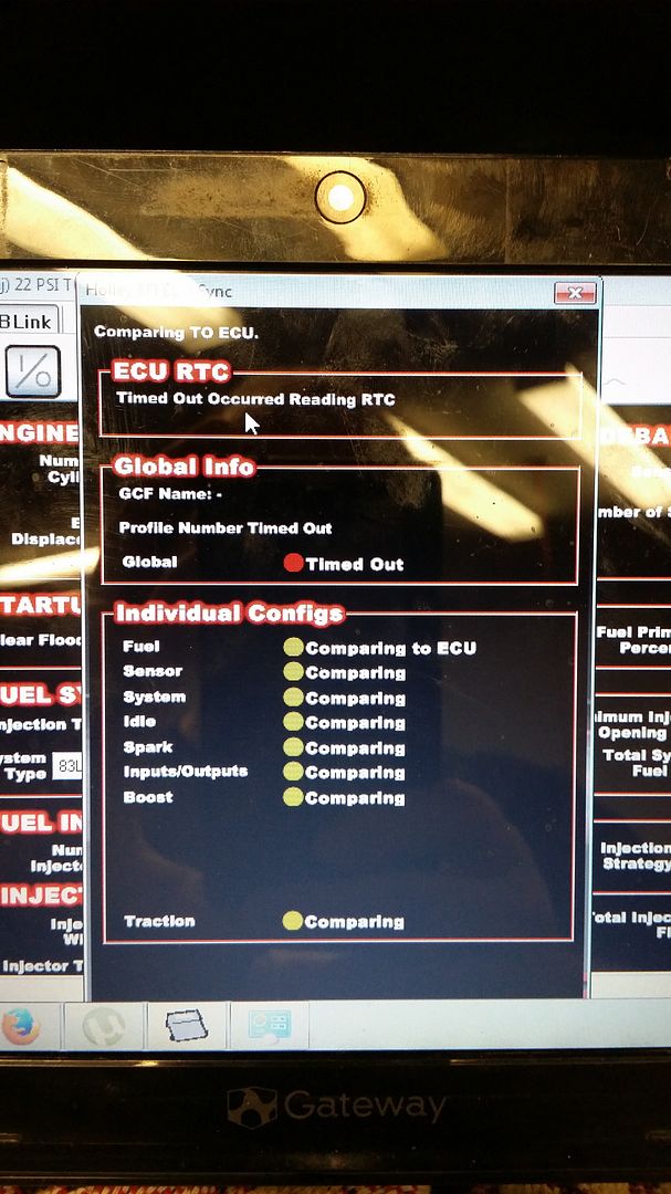 Laptop fails to connect with ECU.