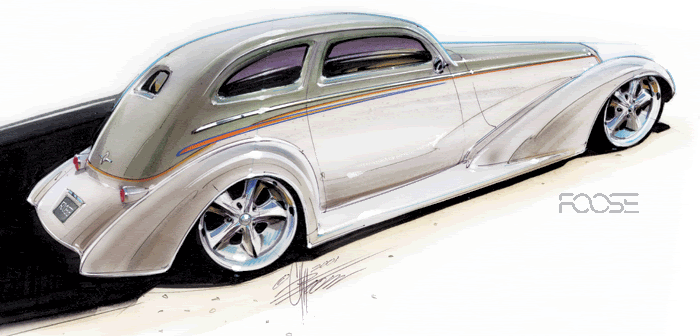 grandmastergif Chip Foose concept drawing of the'35 Chevy Sedan called 