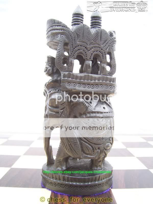 Royal Elephant Ebony Wood Intricately Handcarved Chess Set Box Holder