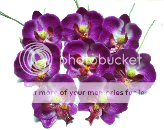 8x Purple Silk Phalaenopsis Flower Heads Artificial Orchids Lot 