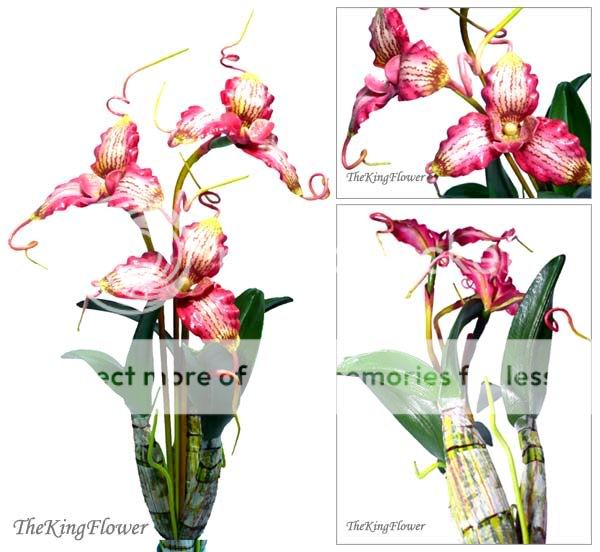 18 Pink Dendrobium Artificial Flower Silk Orchid Plant Desk Tabletop 