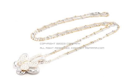 Korea Gold & Sliver Butterfly Double Necklace N0810 1  