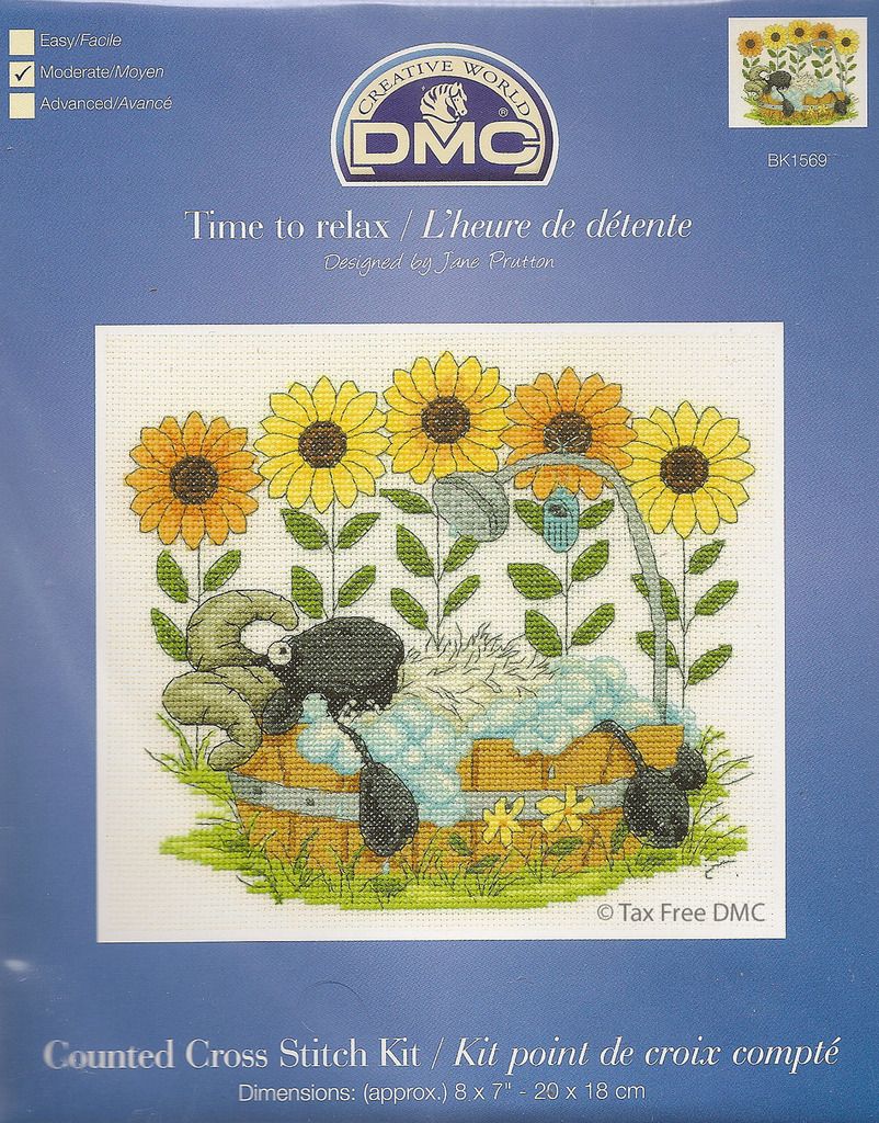 Shabby Sheep DMC Cross Stitch Kit Time to Relax